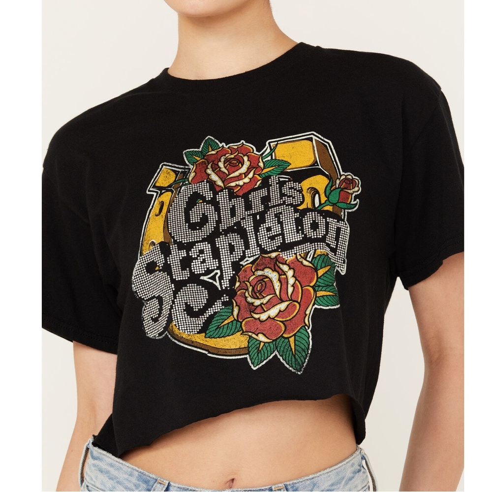 Chris Stapleton Embellished Short Sleeve Cropped Graphic Tee -Western Bling NWOT